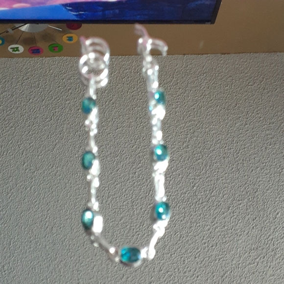 Genuine AAA Oval Aquamarine S925 Silver Bracelet - Picture 10 of 10